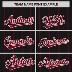 Black Crimson Pinstripe Two-tone Side Baseball Jersey 3