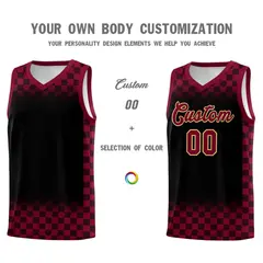 Black Crimson Plaid Basketball Jersey for Teams 3