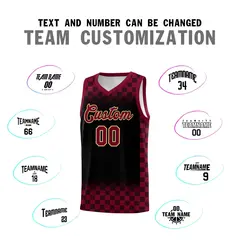 Black Crimson Plaid Basketball Jersey for Teams 4