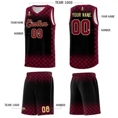 Black Crimson Plaid Basketball Jersey for Teams 5