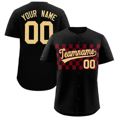 Black Crimson Plaid Fashion Authentic Baseball Jersey