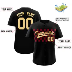 Black Crimson Plaid Fashion Authentic Baseball Jersey 2