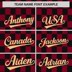 Black Crimson Plaid Fashion Authentic Baseball Jersey 3