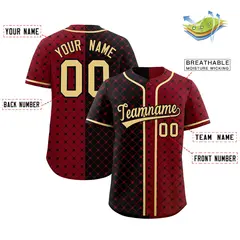 Black Crimson Plaid Split Authentic Baseball Jersey 2