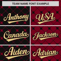 Black Crimson Plaid Split Authentic Baseball Jersey 3