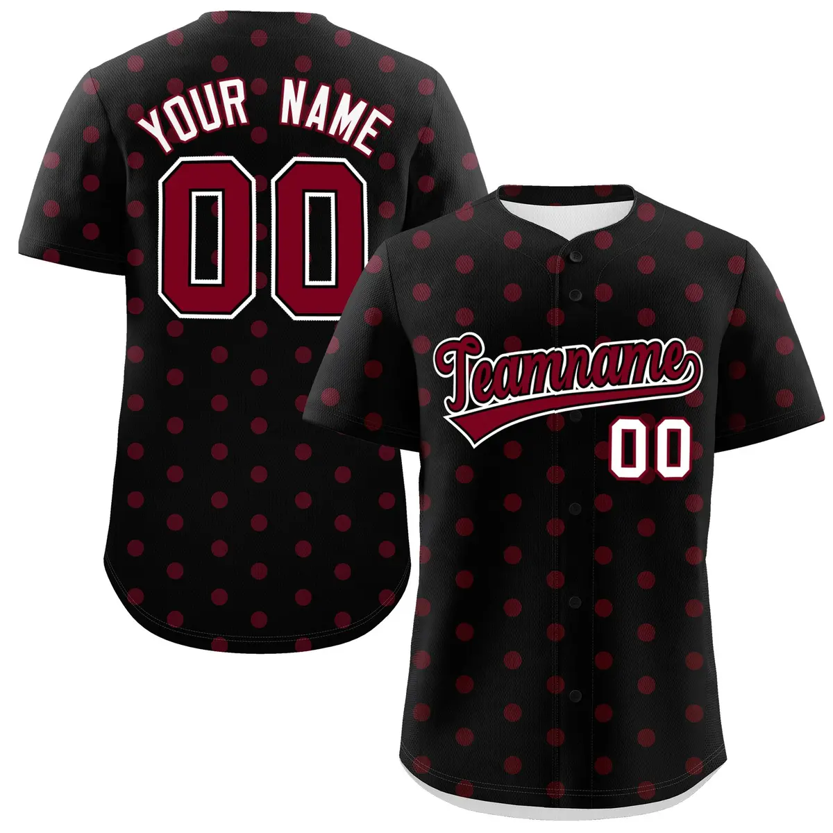 Black Crimson Polka Dot Graffiti Authentic Baseball Jersey