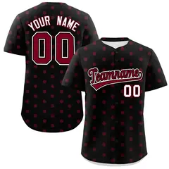 Black Crimson Polka Dot Graffiti Authentic Baseball Jersey 1