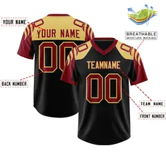 Black Crimson Raglan Sleeve Authentic Football Jersey 2