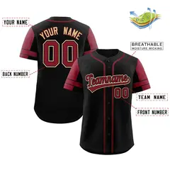 Black Crimson Raglan Sleeves Authentic Baseball Jersey 2