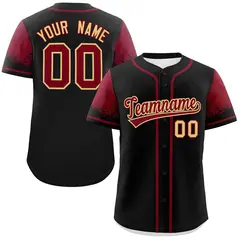 Black Crimson Raglan Sleeves Authentic Baseball Jersey