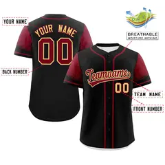 Black Crimson Raglan Sleeves Authentic Baseball Jersey 2