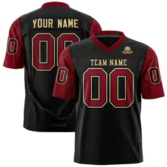 Black Crimson Raglan Sleeves Authentic Football Jersey 1