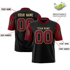 Black Crimson Raglan Sleeves Authentic Football Jersey 2