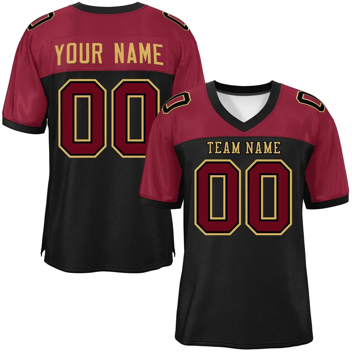Black-Crimson Raglan Sleeves Football Jersey