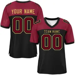 Black-Crimson Raglan Sleeves Football Jersey 1