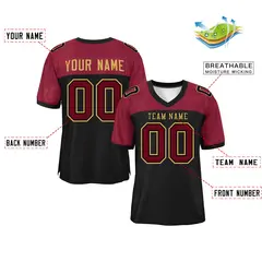 Black-Crimson Raglan Sleeves Football Jersey 2