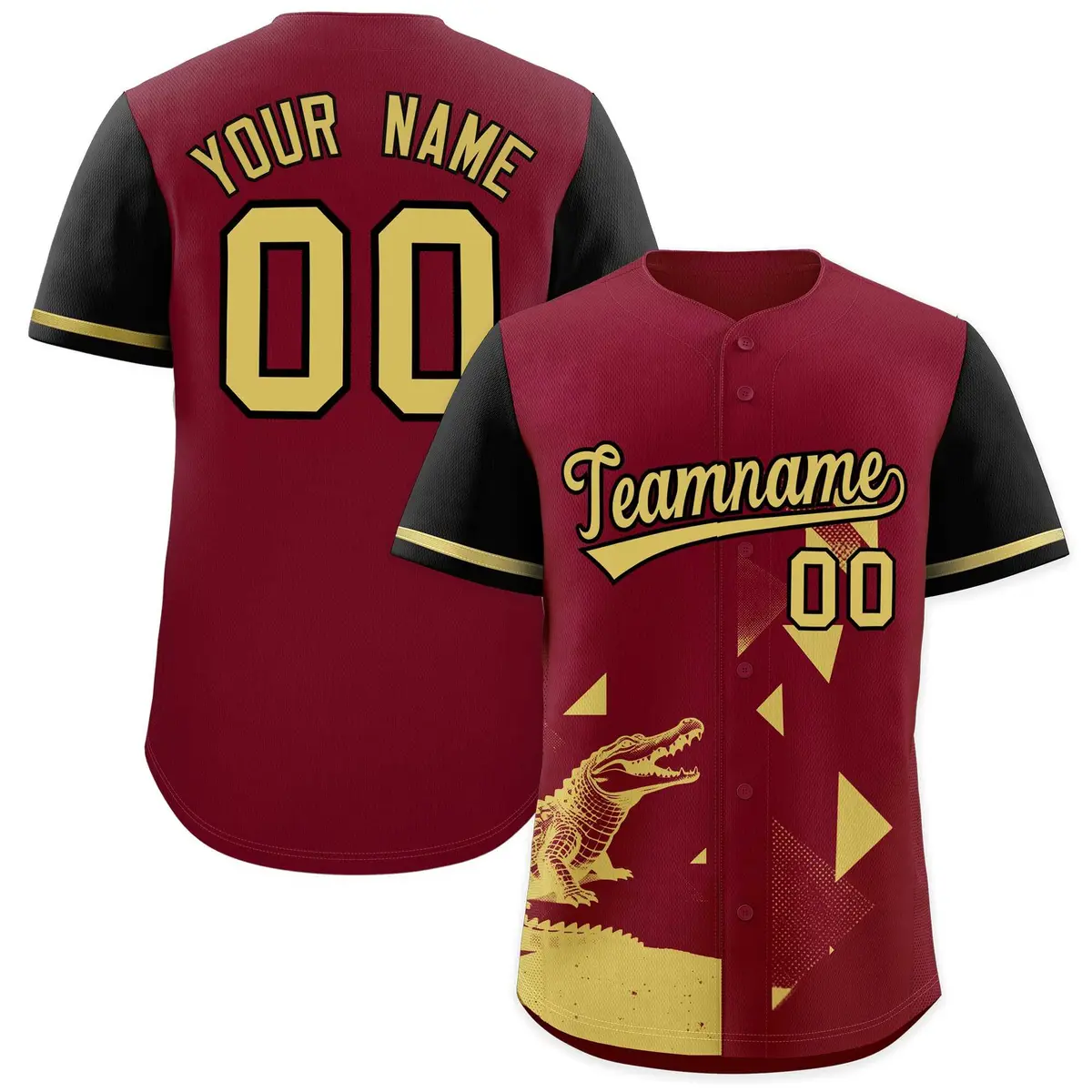 Black Crimson Raptor Series Raglan Baseball Jersey