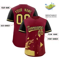 Black Crimson Raptor Series Raglan Baseball Jersey 2