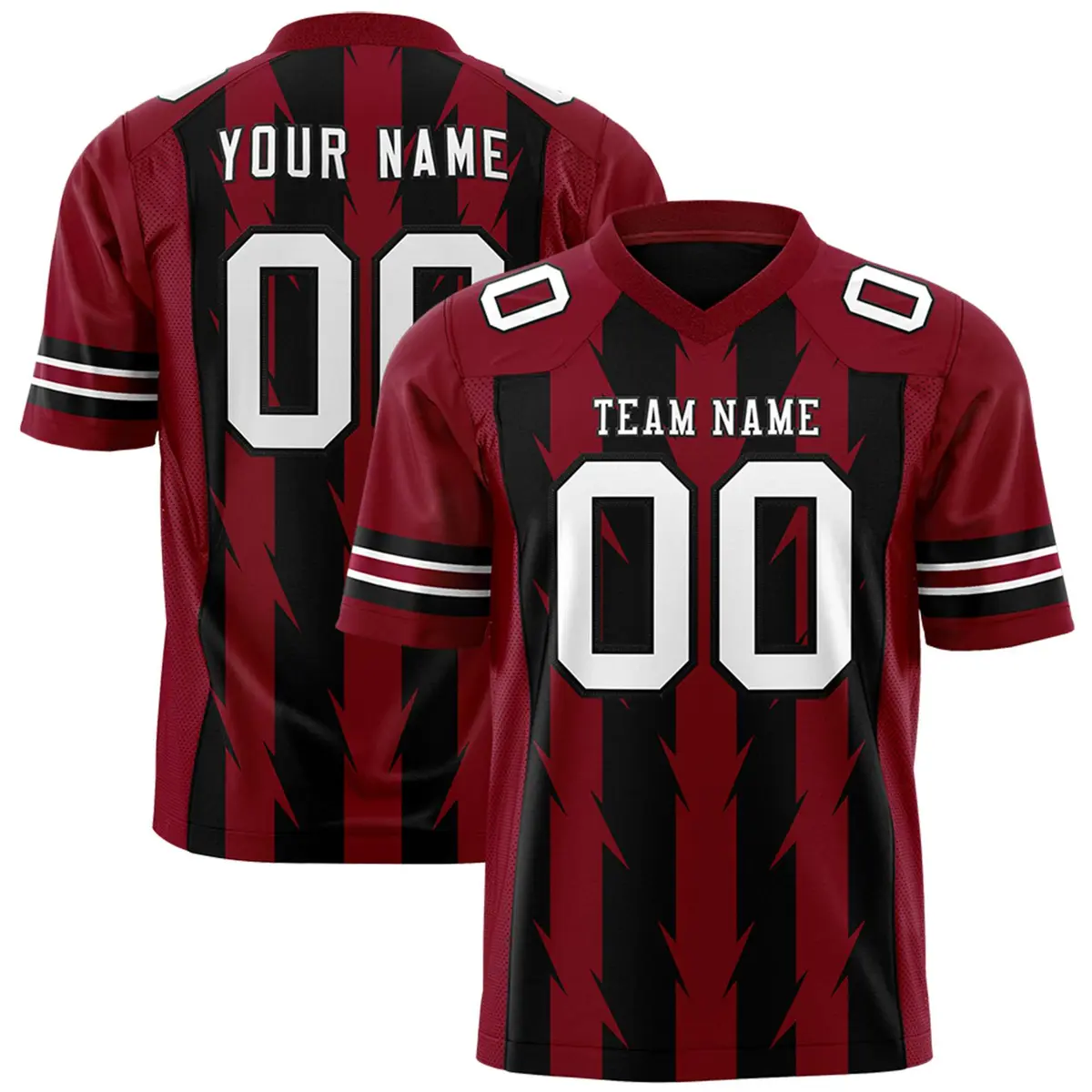Black Crimson Razr Stripe Graffiti Pattern Flag Football Jersey