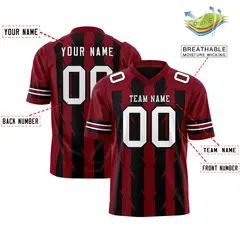 Black Crimson Razr Stripe Graffiti Pattern Flag Football Jersey 2