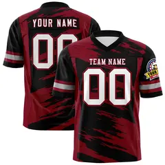 Black Crimson Scratch Pattern Authentic Football Jersey 1
