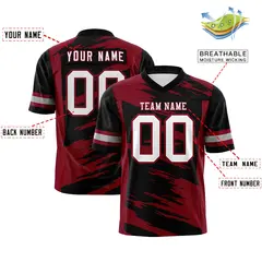 Black Crimson Scratch Pattern Authentic Football Jersey 2