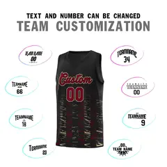 Black Crimson Scratches Pattern Basketball Jersey 3