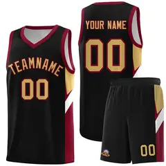 Black Crimson Side Design Basketball Uniform Jersey 1