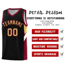 Black Crimson Side Design Basketball Uniform Jersey 2