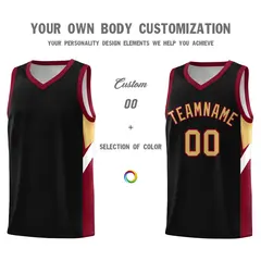 Black Crimson Side Design Basketball Uniform Jersey 3