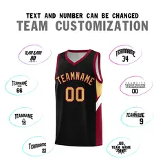Black Crimson Side Design Basketball Uniform Jersey 4