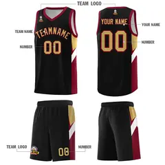 Black Crimson Side Design Basketball Uniform Jersey 5