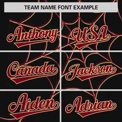 Black Crimson Spider Web Raglan Authentic Baseball Jersey 3