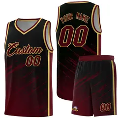 Black Crimson Splash Basketball Uniforms for School