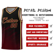 Black Crimson Splash Basketball Uniforms for School 2