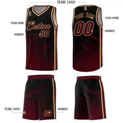 Black Crimson Splash Basketball Uniforms for School 5