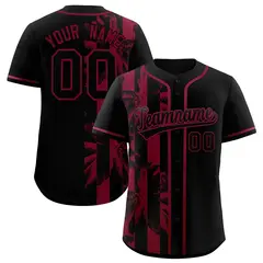 Black Crimson Split Coconut Tree Design Baseball Jersey