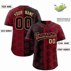 Black Crimson Split Flower Graffiti Baseball Jersey 2