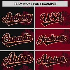 Black Crimson Split Flower Graffiti Baseball Jersey 3