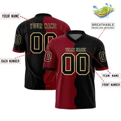 Black Crimson Split Mesh Authentic Fashion Football Jersey 2