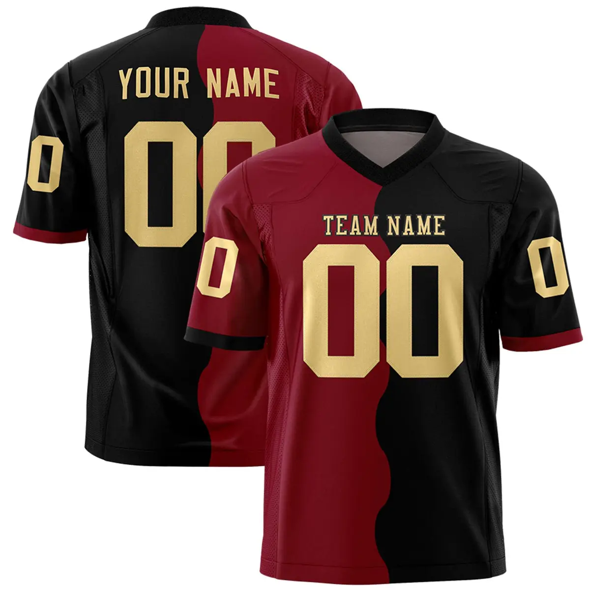 Black Crimson Split Mesh Authentic Fashion Football Jersey