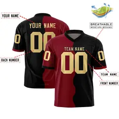 Black Crimson Split Mesh Authentic Fashion Football Jersey 2