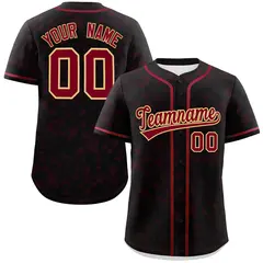 Black Crimson Star Graffiti Authentic Baseball Jersey