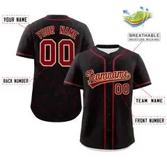 Black Crimson Star Graffiti Authentic Baseball Jersey 2