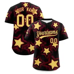 Black Crimson Star Graffiti Baseball Jersey