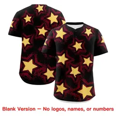 Black Crimson Star Graffiti Baseball Jersey 9