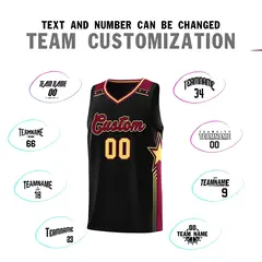 Black Crimson Star Graffiti Pattern Sports Basketball Jersey 4
