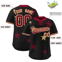 Black Crimson Star Graffiti Two-Button Baseball Jersey 2