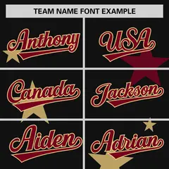 Black Crimson Star Graffiti Two-Button Baseball Jersey 3
