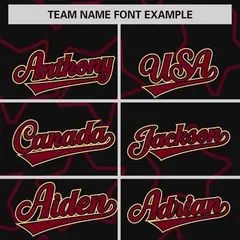 Black Crimson Star Pattern Varsity Letterman Baseball Jacket 3